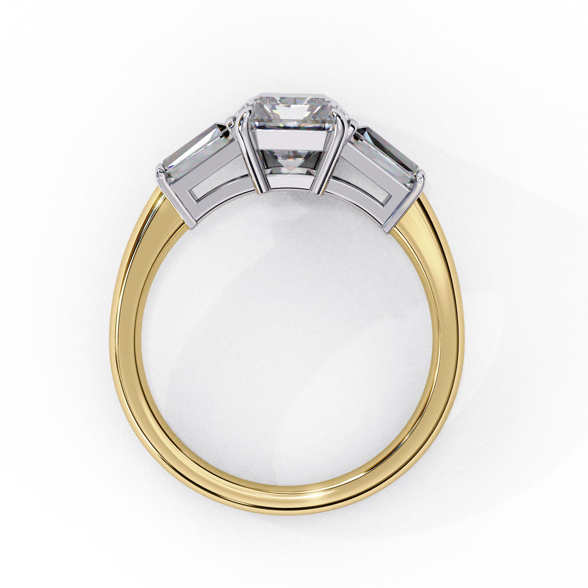 Trio Solitaire Diamond Ring 360 animation renders 3dm stl 3D print model_4