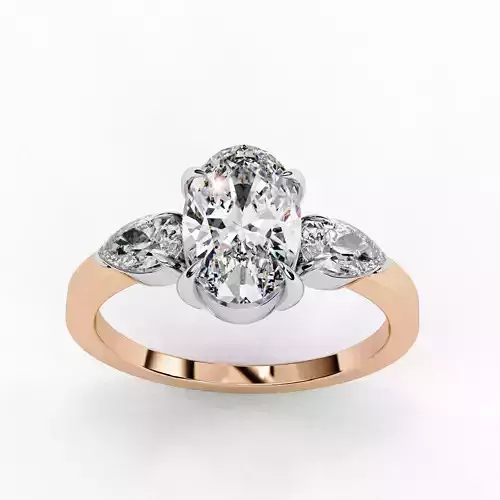 Trio Solitaire Diamond Ring 360 animation renders 3dm stl  3D print model