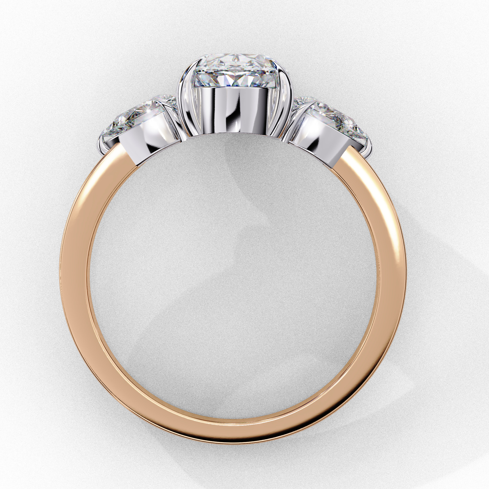 Trio Solitaire Diamond Ring 360 animation renders 3dm stl 3D print model_5