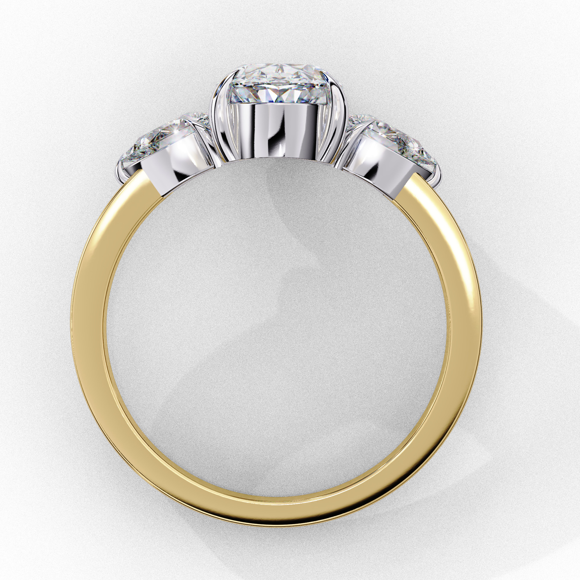 Trio Solitaire Diamond Ring 360 animation renders 3dm stl 3D print model_14