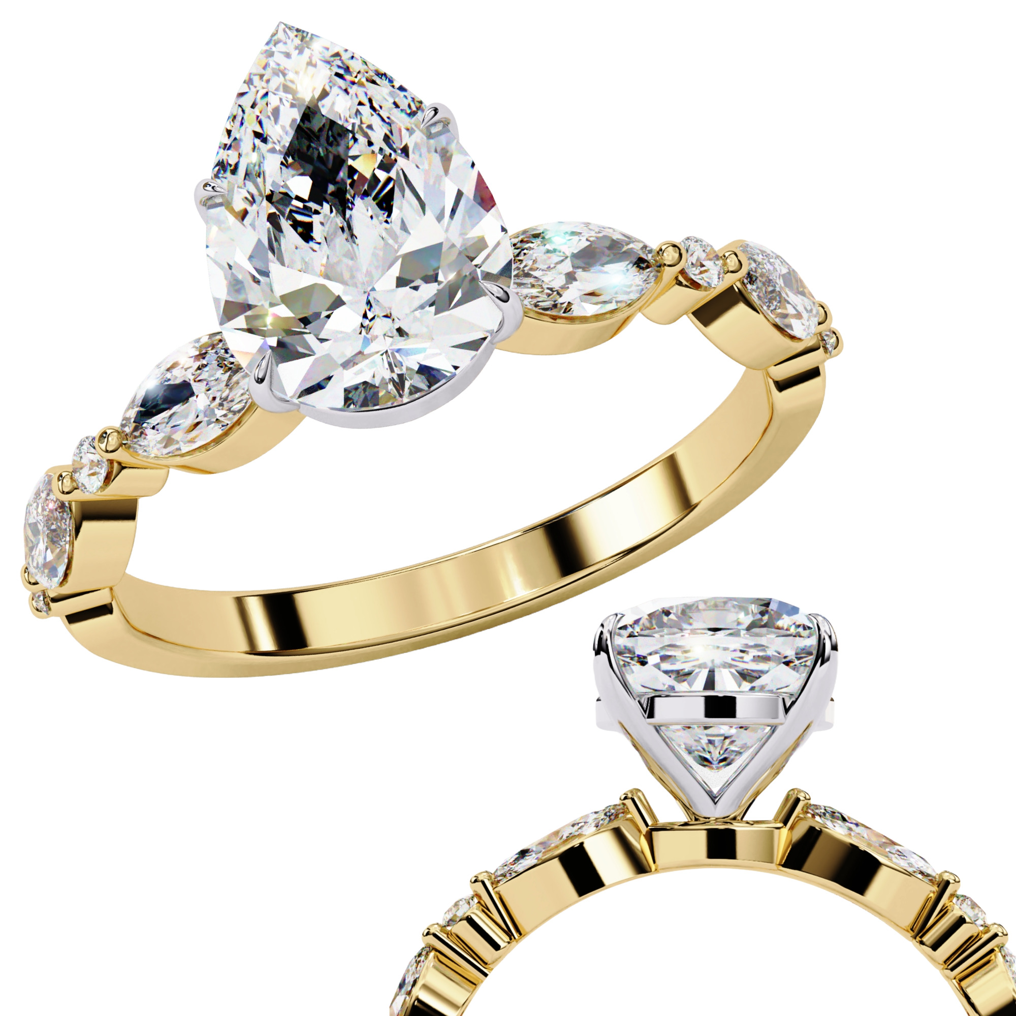 Solitaire Diamond Ring 360 animation renders 3dm stl  3D print model_2