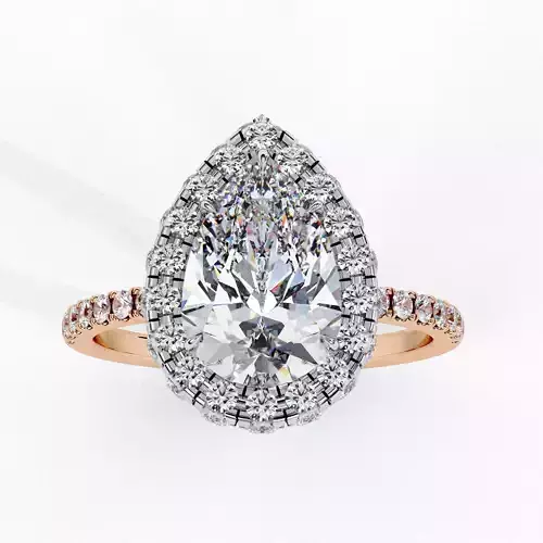 Halo Solitaire Diamond Ring 360 animation renders 3dm stl 3D print model