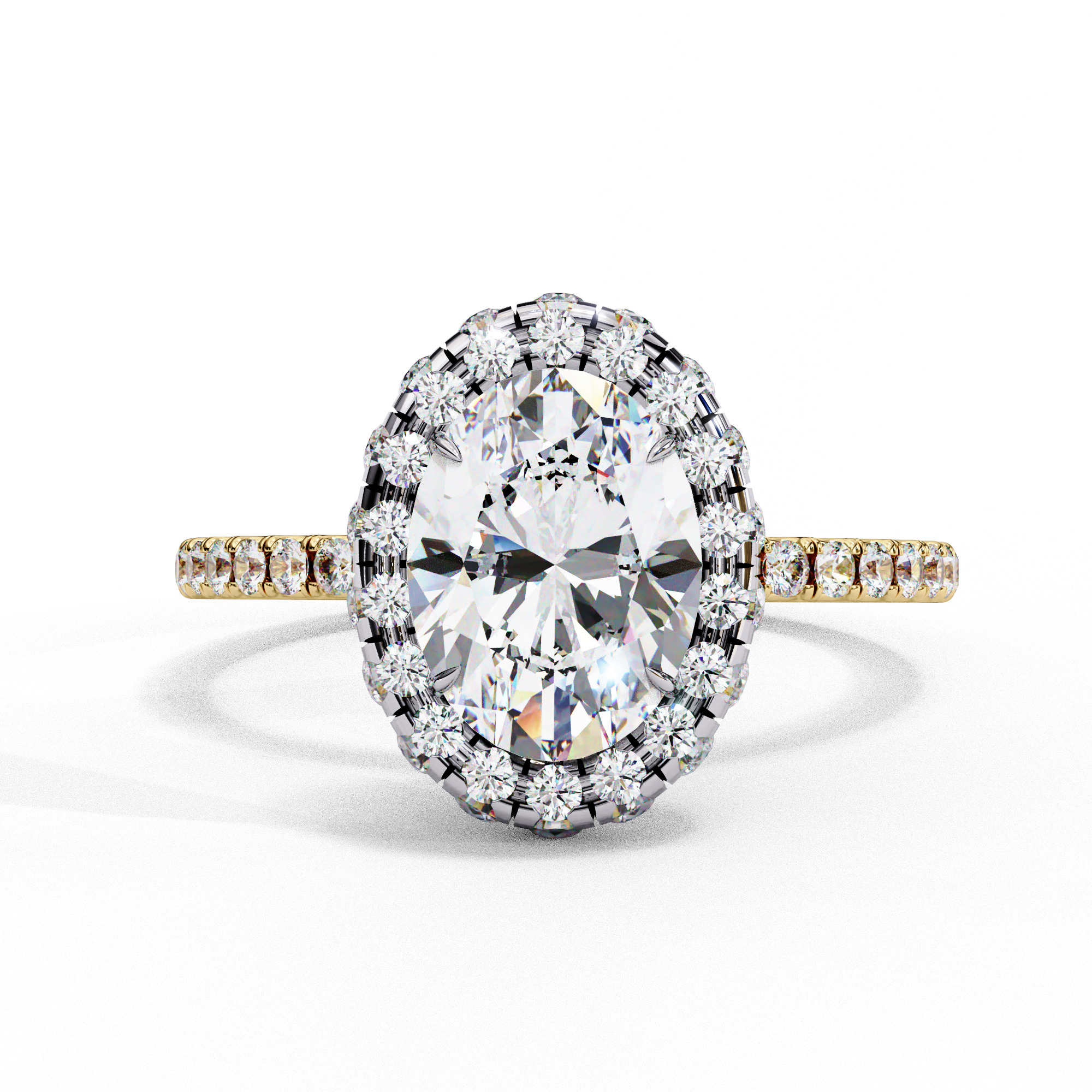 Halo Solitaire Diamond Ring 360 animation renders 3dm stl 3D print model_6