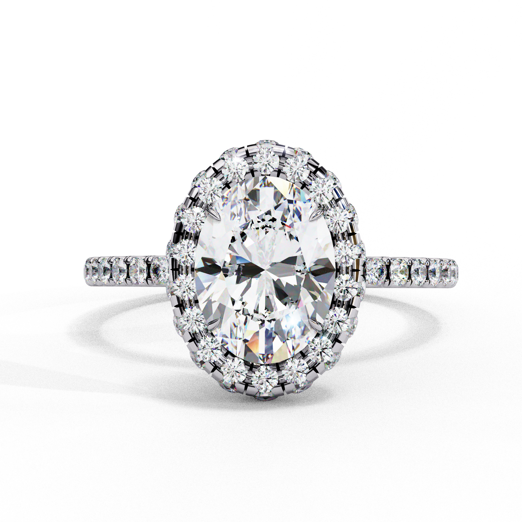 Halo Solitaire Diamond Ring 360 animation renders 3dm stl 3D print model_8