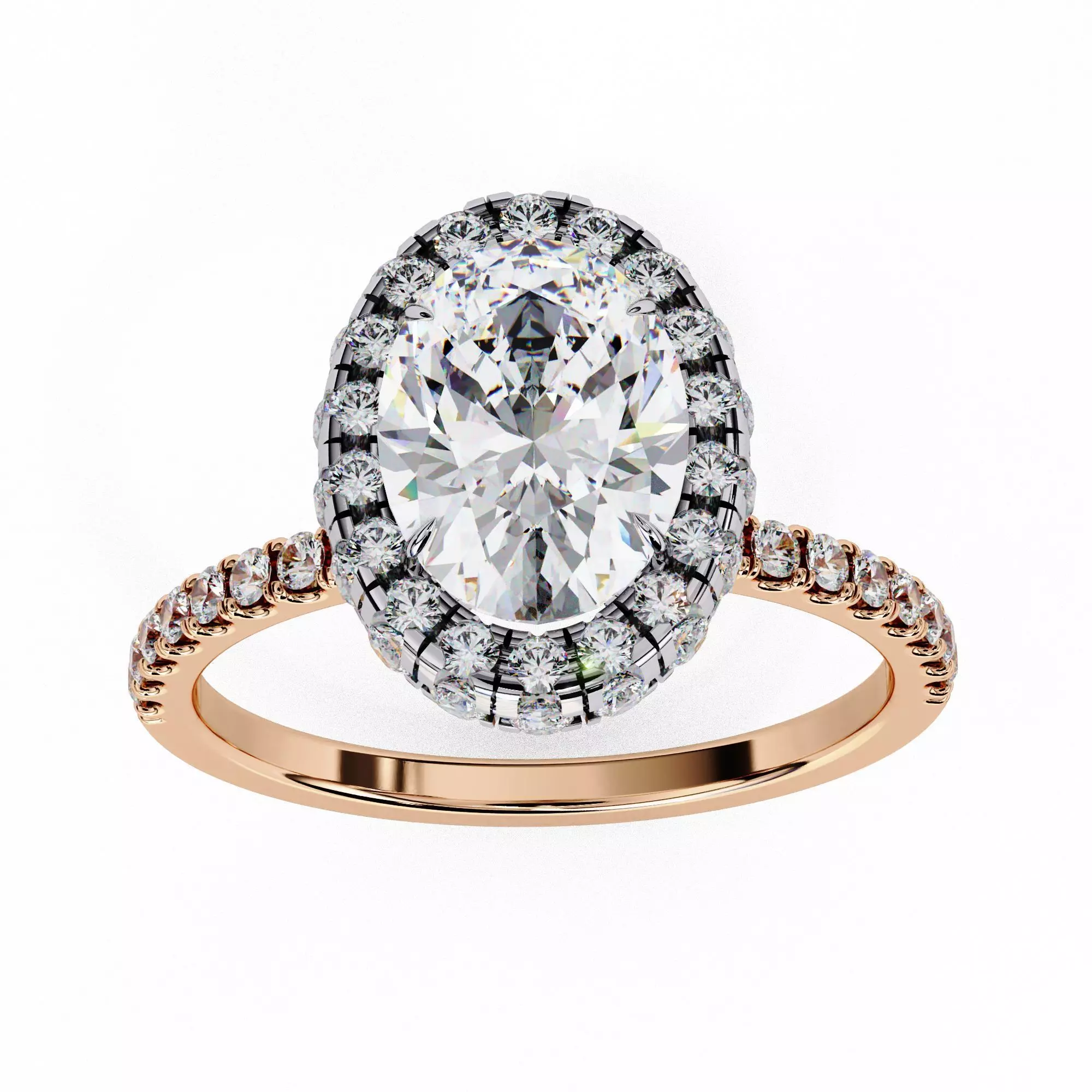 Halo Solitaire Diamond Ring 360 animation renders 3dm stl 3D print model_0