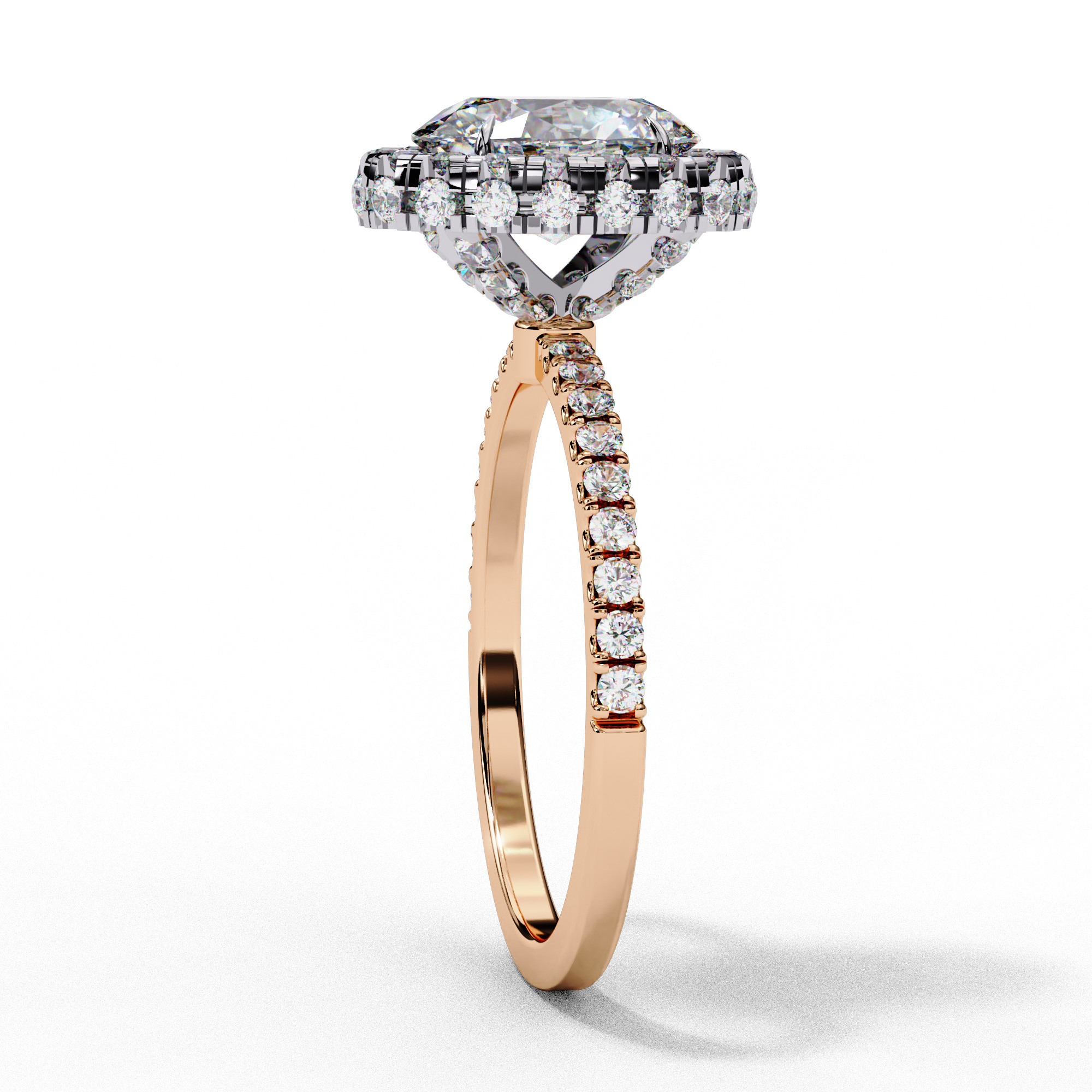 Halo Solitaire Diamond Ring 360 animation renders 3dm stl 3D print model_13