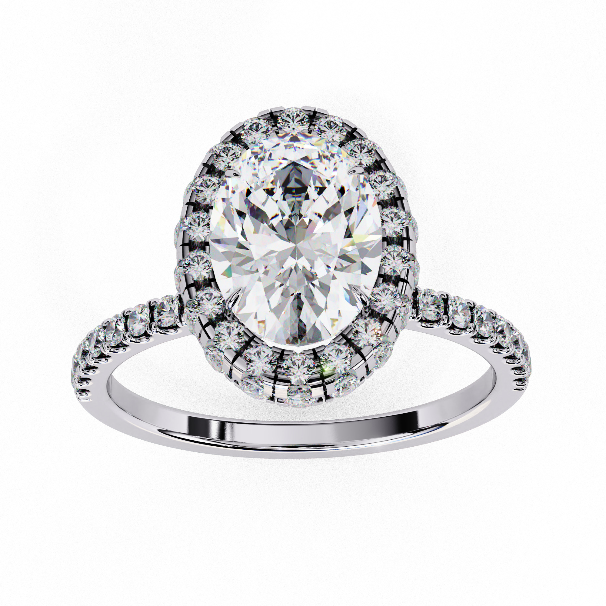 Halo Solitaire Diamond Ring 360 animation renders 3dm stl 3D print model_9