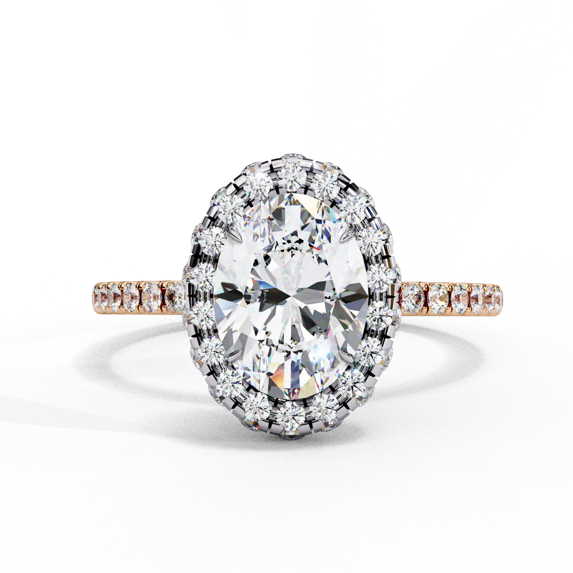 Halo Solitaire Diamond Ring 360 animation renders 3dm stl 3D print model_7
