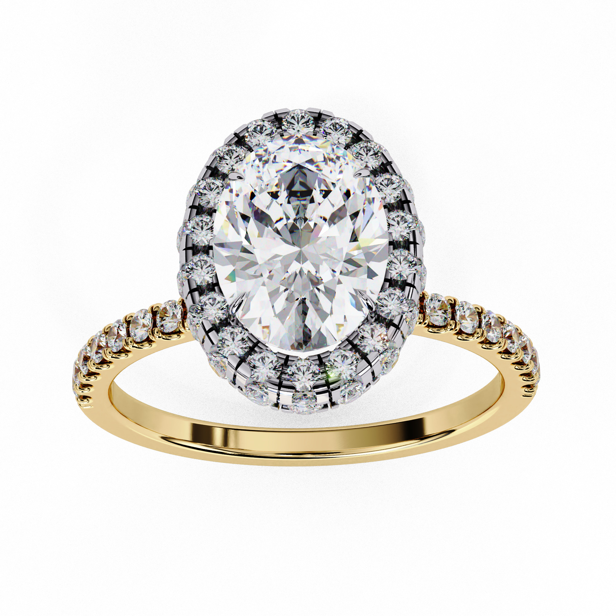 Halo Solitaire Diamond Ring 360 animation renders 3dm stl 3D print model_10