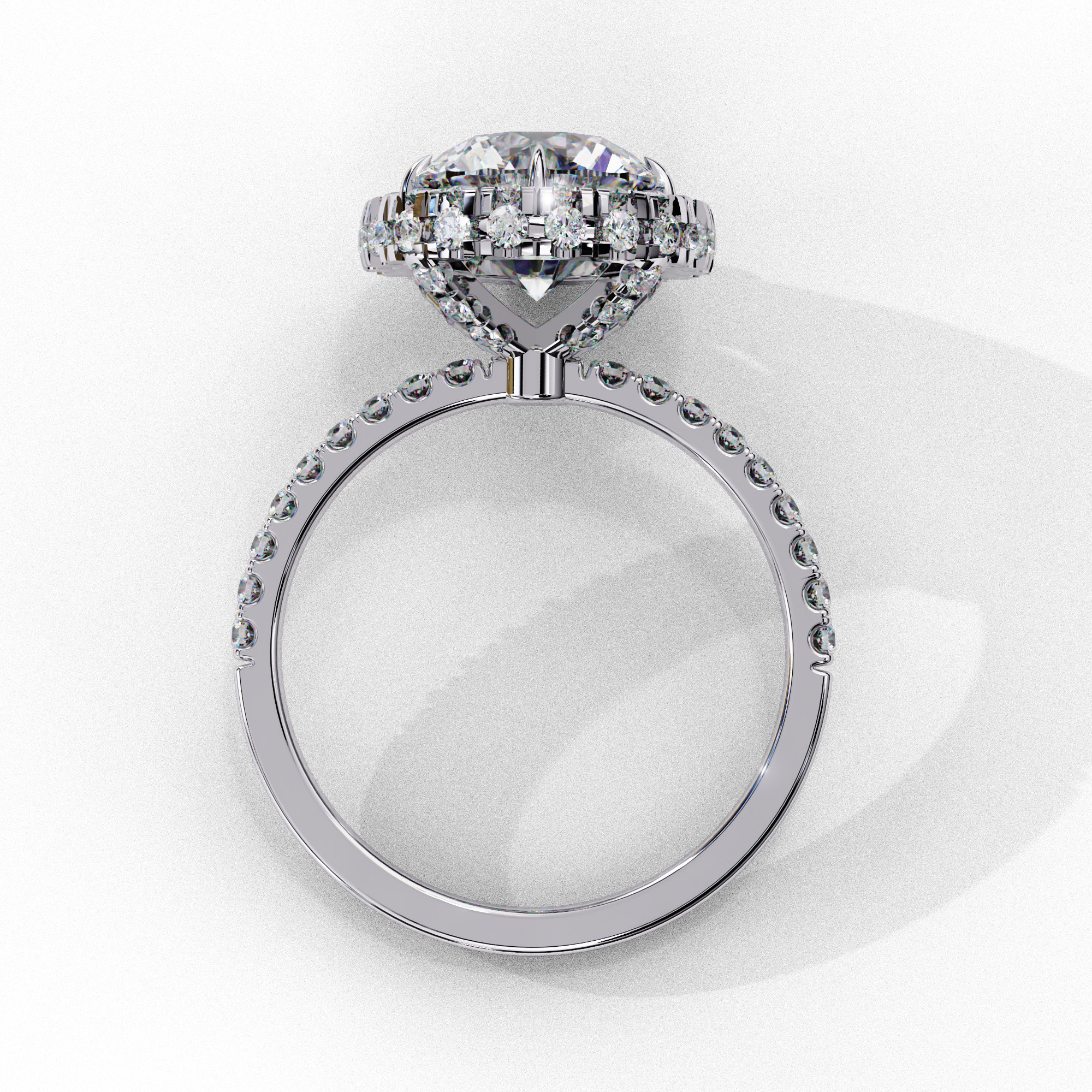 Halo Solitaire Diamond Ring 360 animation renders 3dm stl 3D print model_5