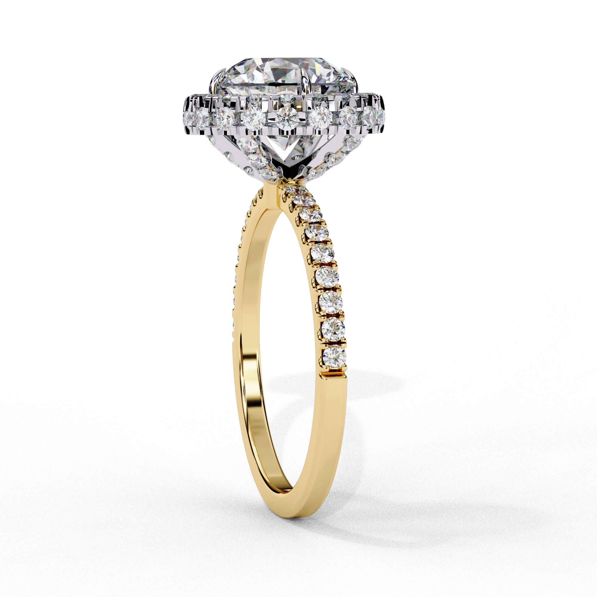 Halo Solitaire Diamond Ring 360 animation renders 3dm stl 3D print model_13