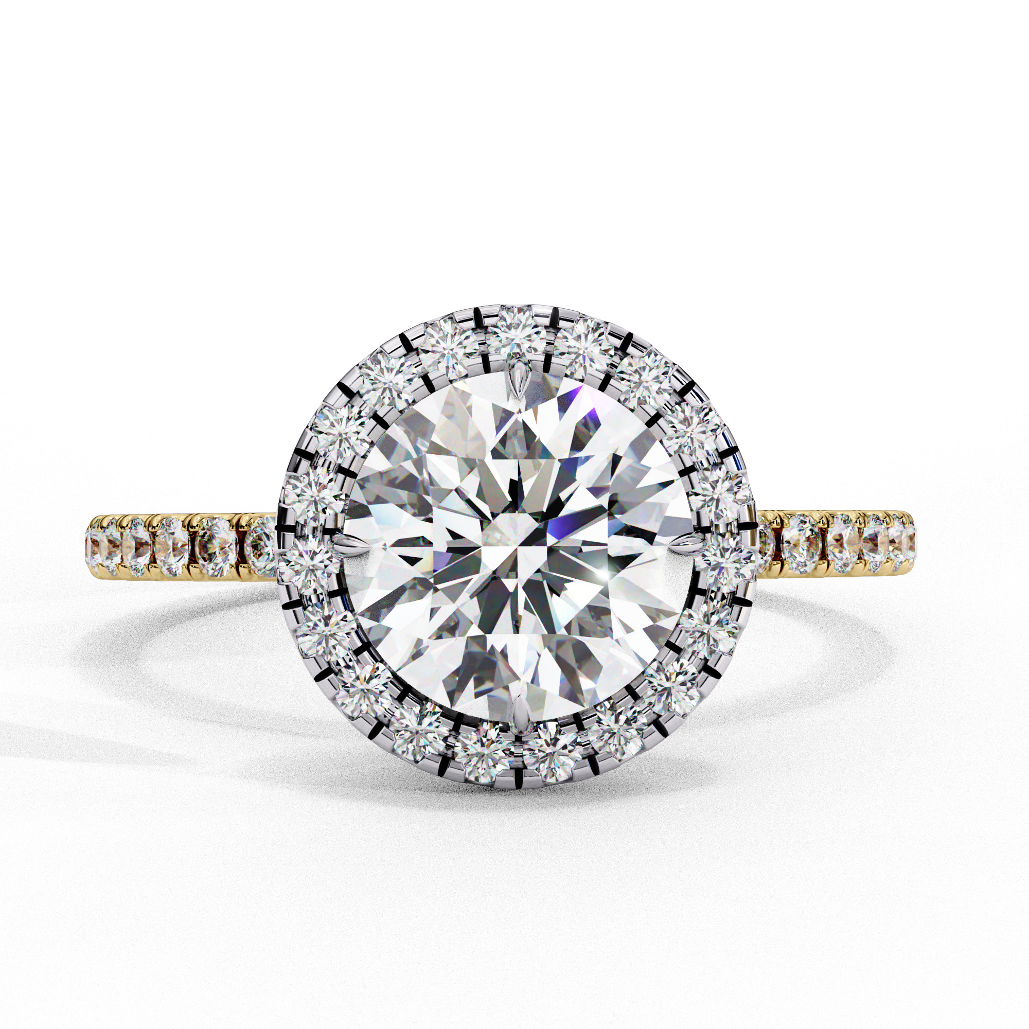 Halo Solitaire Diamond Ring 360 animation renders 3dm stl 3D print model_7