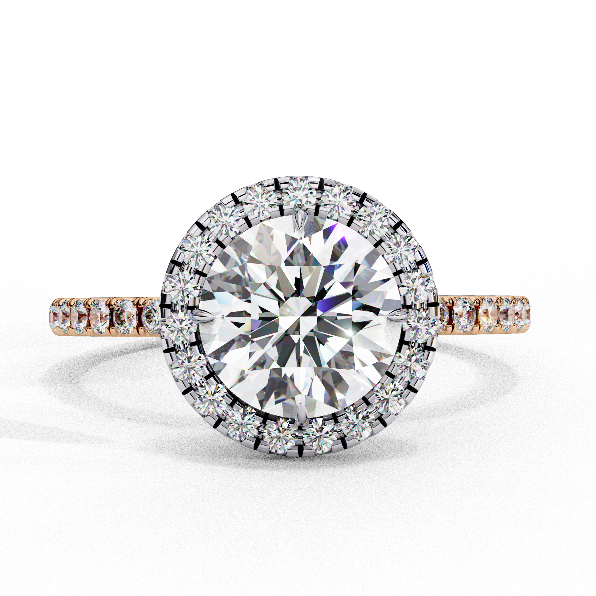 Halo Solitaire Diamond Ring 360 animation renders 3dm stl 3D print model_8