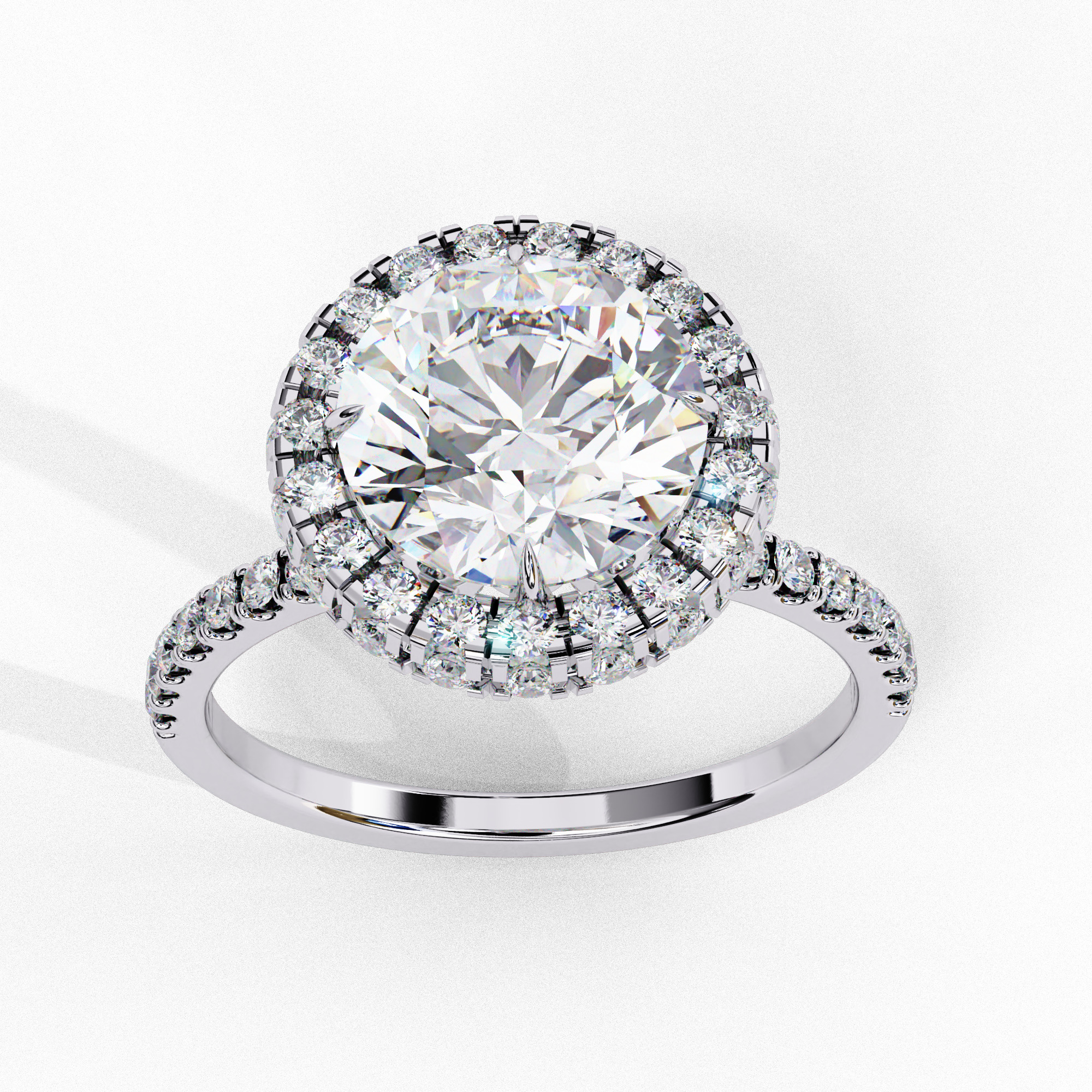 Halo Solitaire Diamond Ring 360 animation renders 3dm stl 3D print model_10
