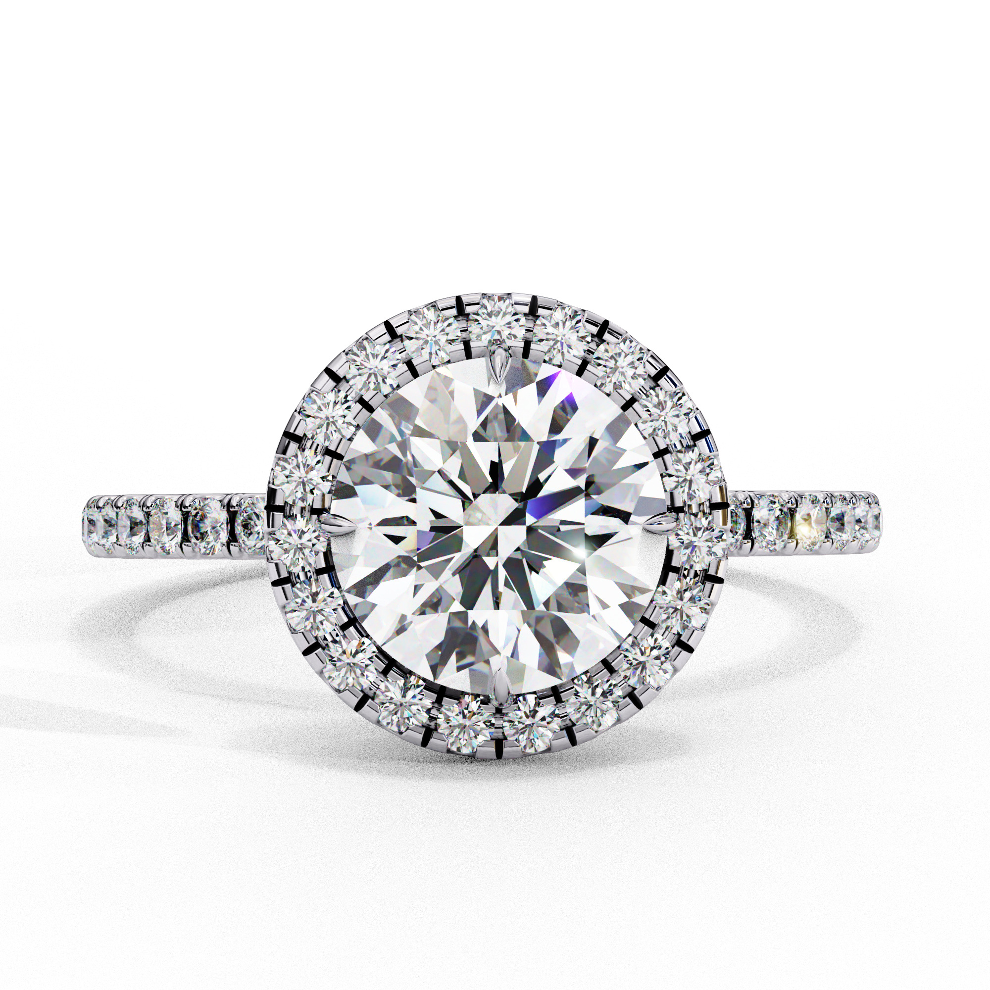 Halo Solitaire Diamond Ring 360 animation renders 3dm stl 3D print model_6