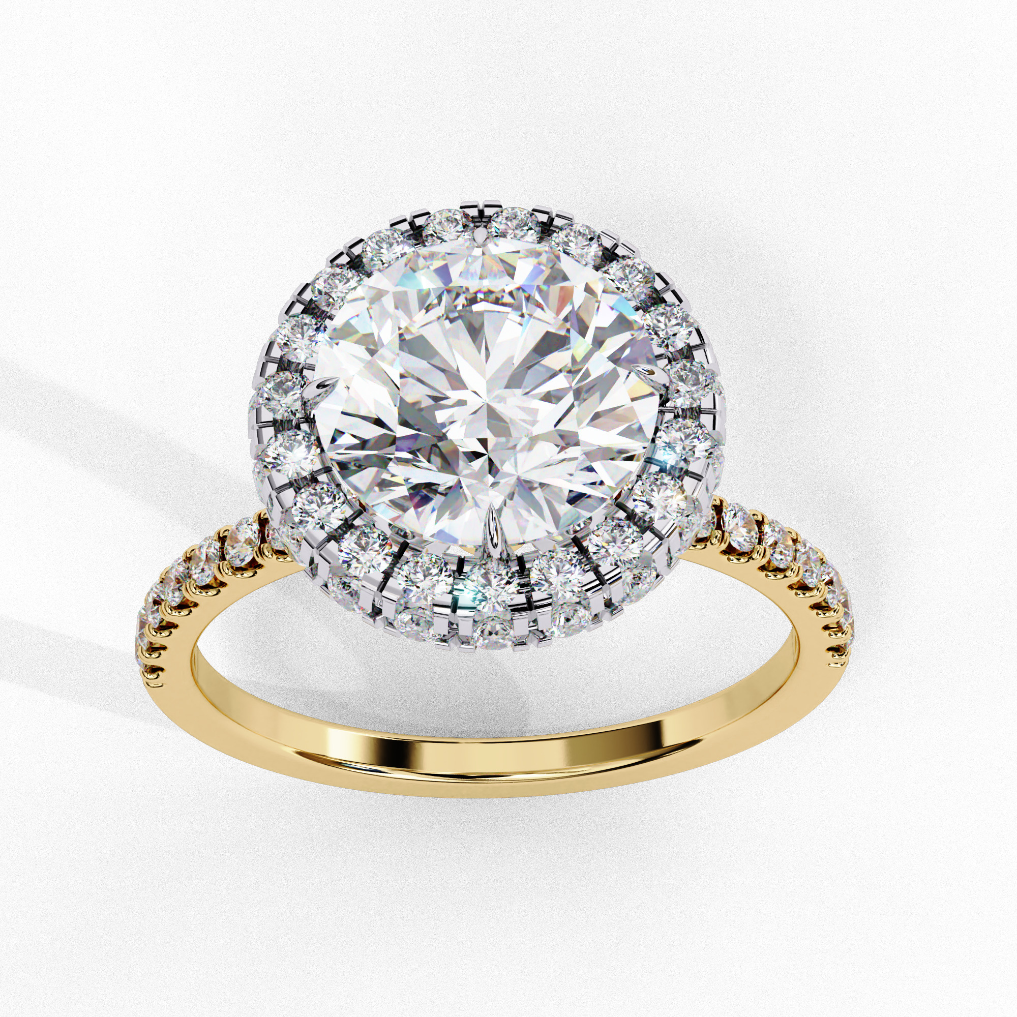 Halo Solitaire Diamond Ring 360 animation renders 3dm stl 3D print model_9