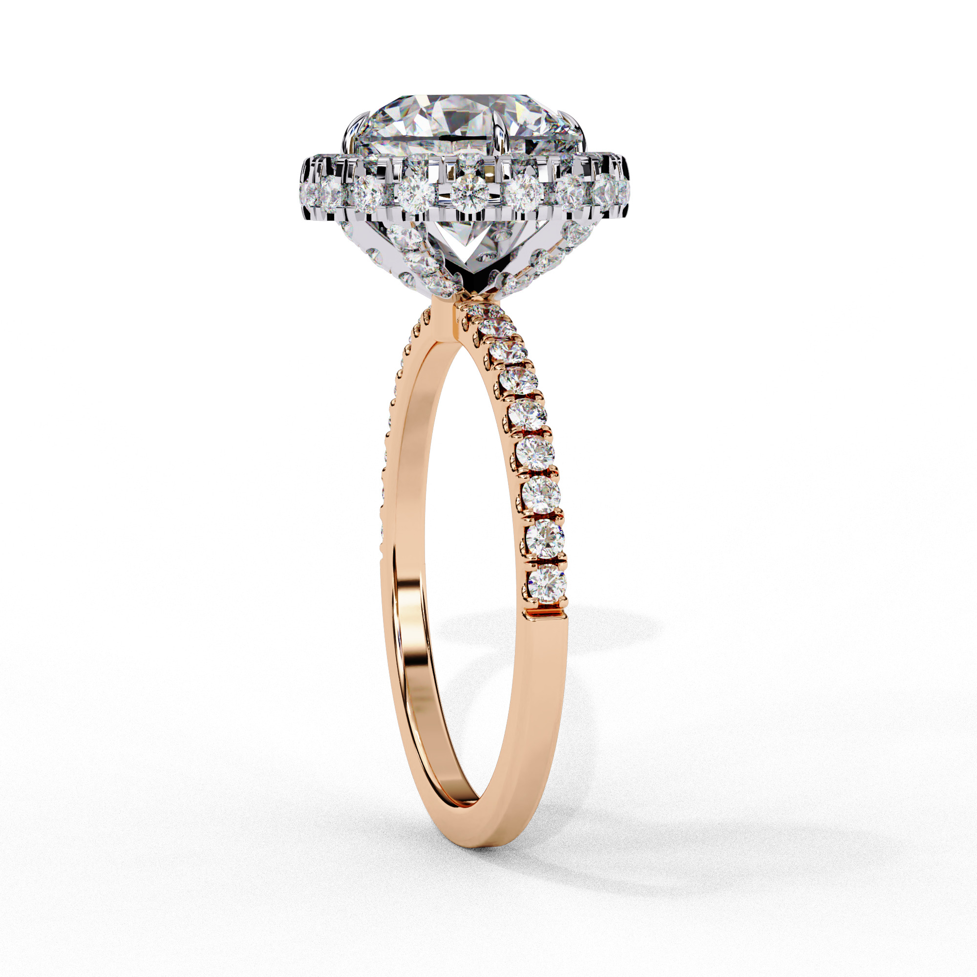 Halo Solitaire Diamond Ring 360 animation renders 3dm stl 3D print model_12