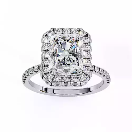 Halo Solitaire Diamond Ring 360 animation renders 3dm stl 3D print model
