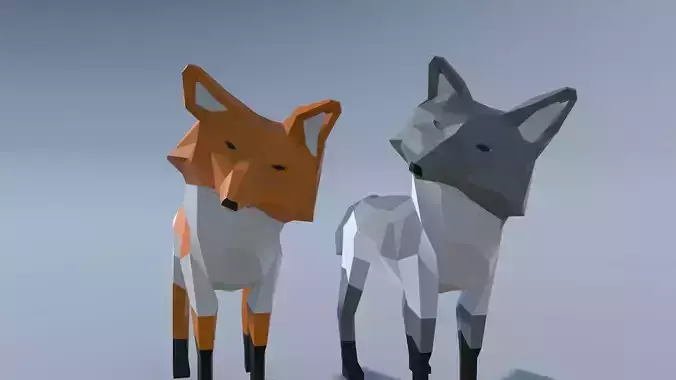Game Ready Low Poly Animated Fox Low-poly 3D model