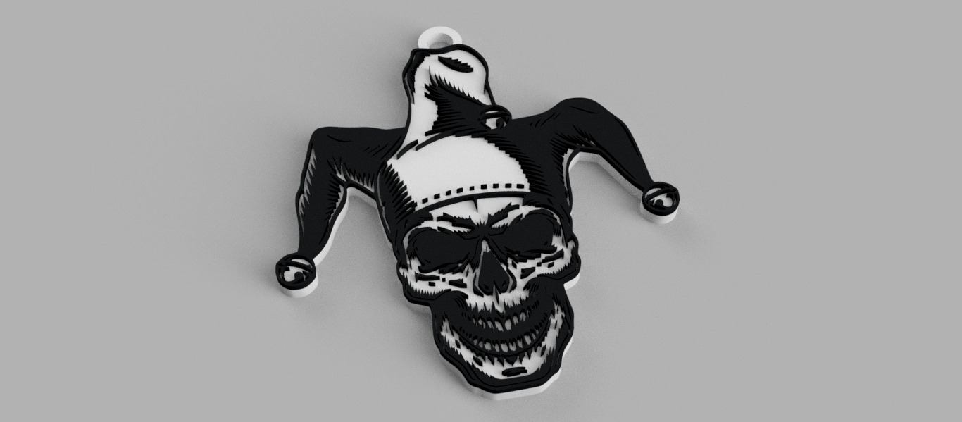 Skull Cap Harlequin Logo keychain  pendant  earring 3D print model_1