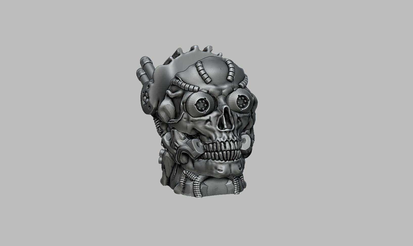 Robot skull Ps5 controller stand 3D print model_5