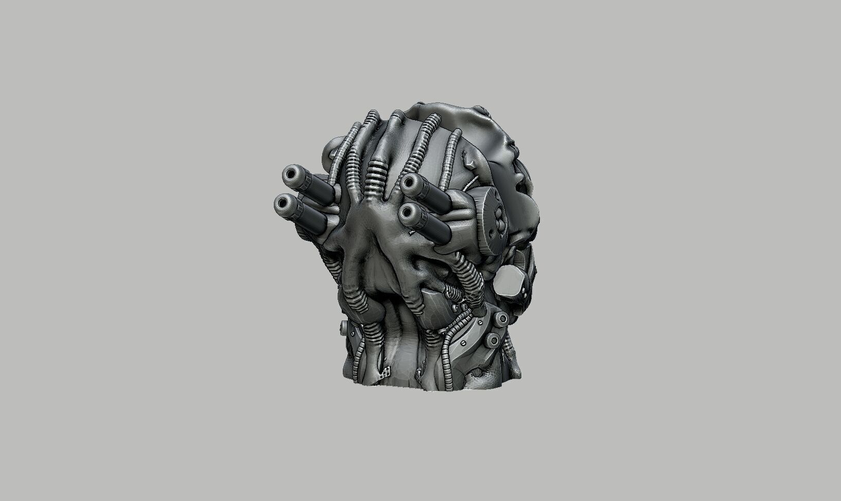 Robot skull Ps5 controller stand 3D print model_8