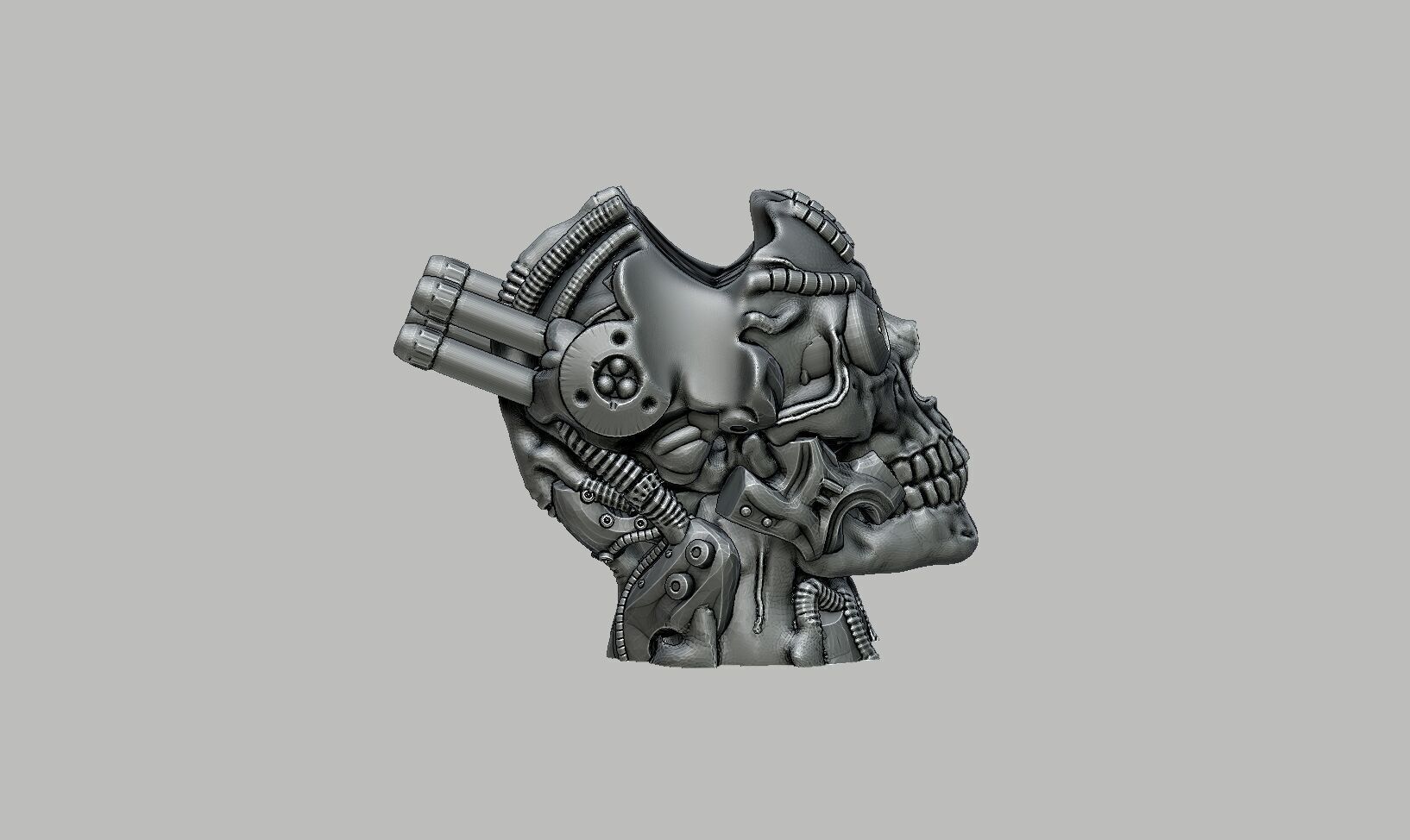 Robot skull Ps5 controller stand 3D print model_7