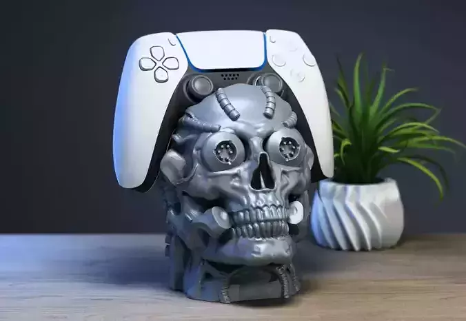 Robot skull Ps5 controller stand 3D print model