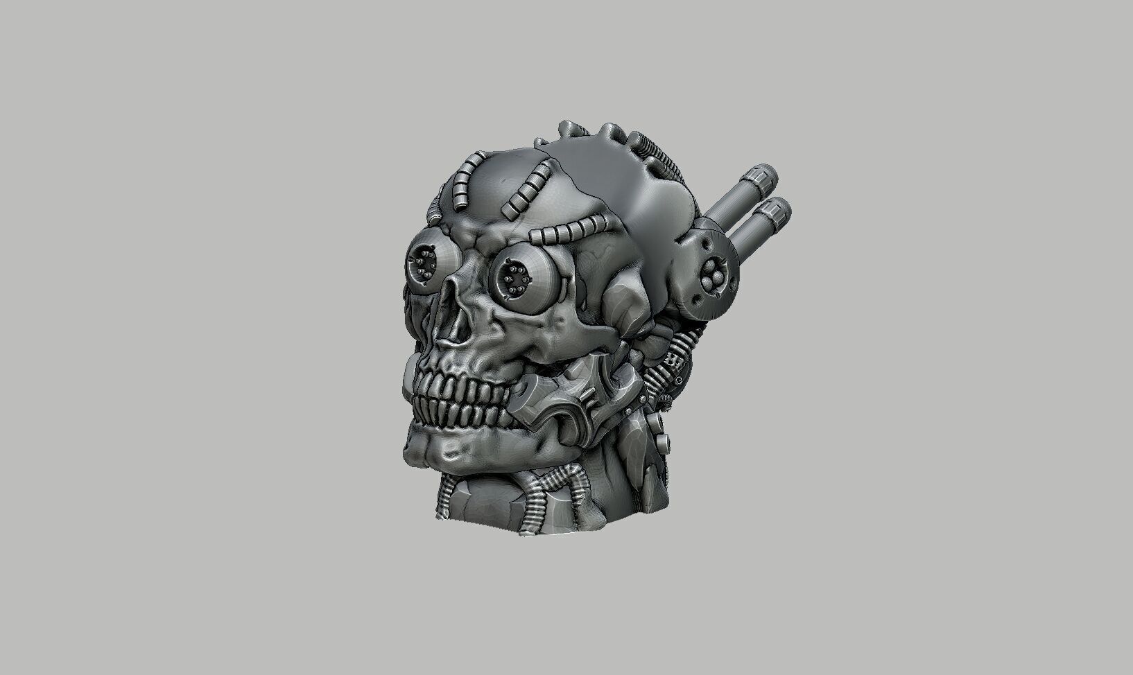 Robot skull Ps5 controller stand 3D print model_9
