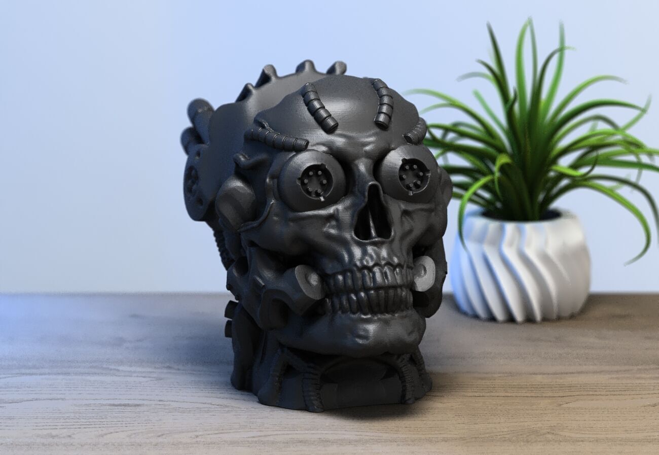 Robot skull Ps5 controller stand 3D print model_3