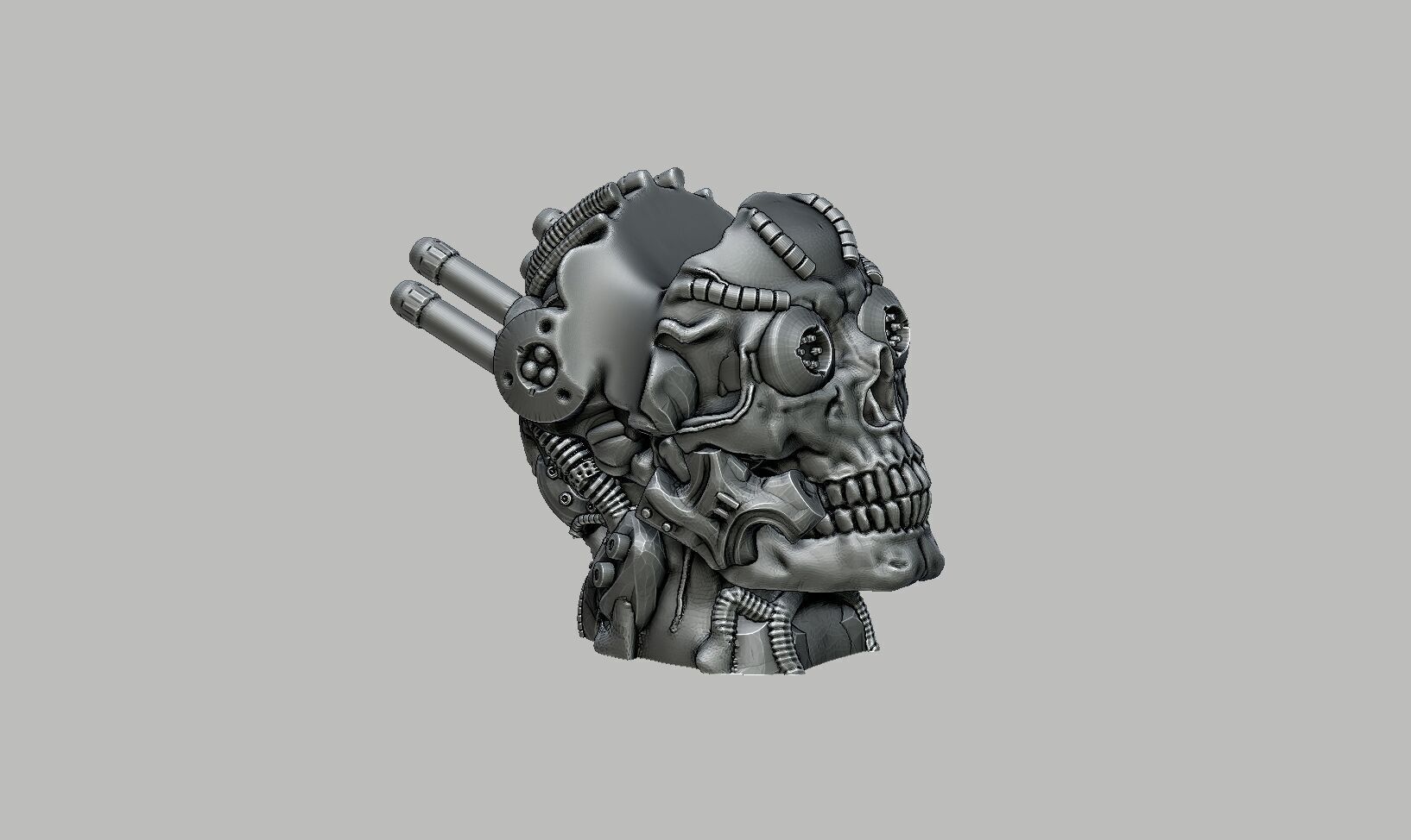 Robot skull Ps5 controller stand 3D print model_6