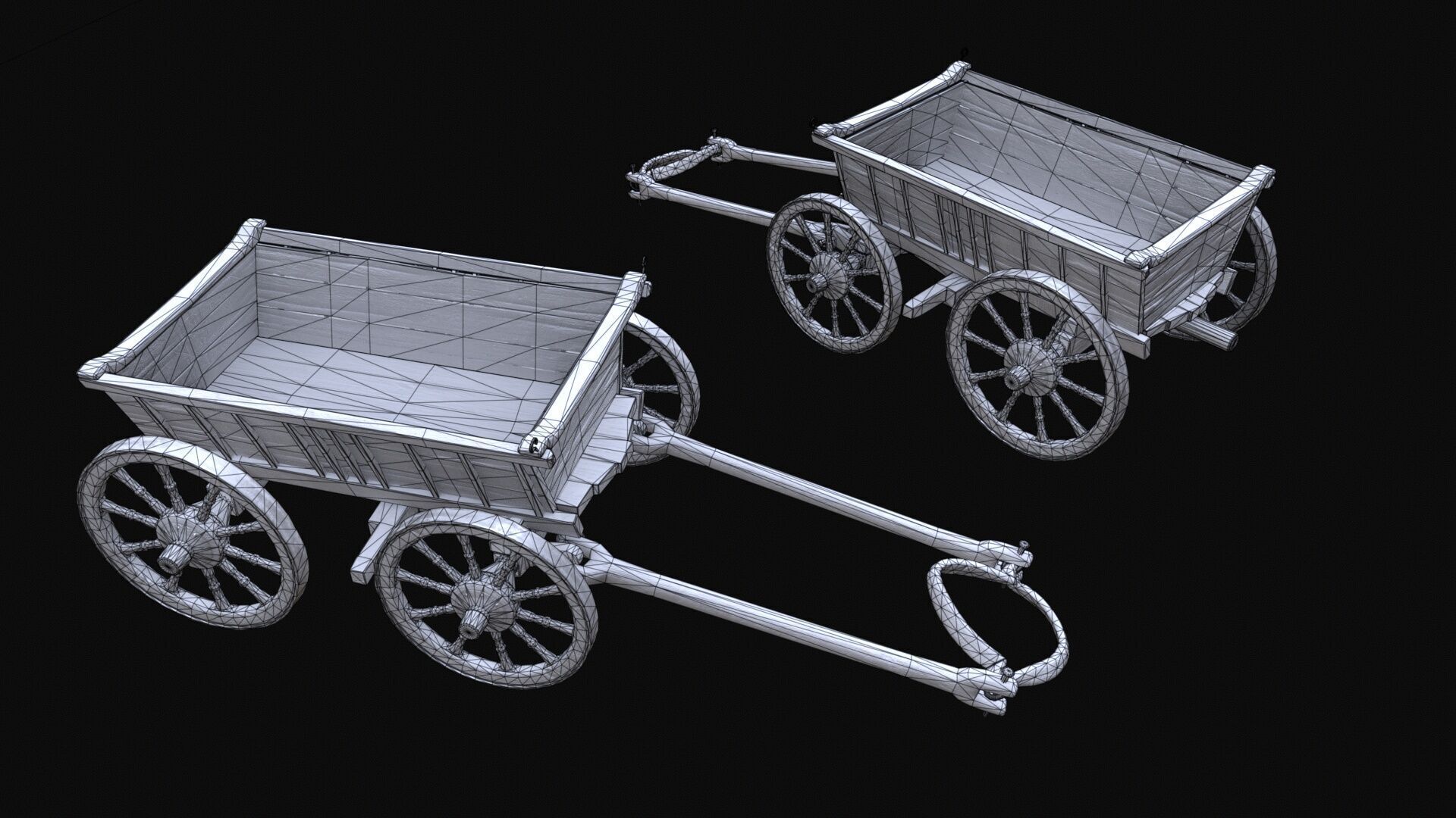 Medieval Cart Low-poly 3D model_9