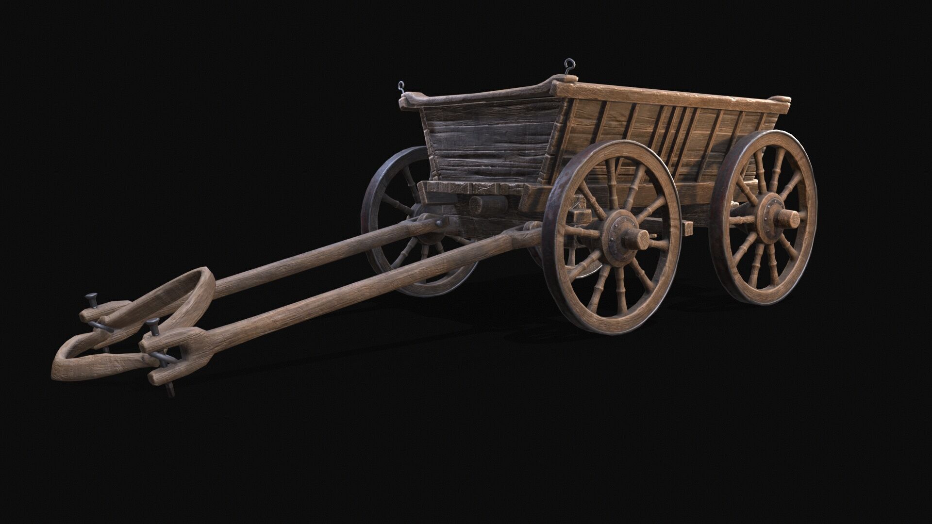 Medieval Cart Low-poly 3D model_1