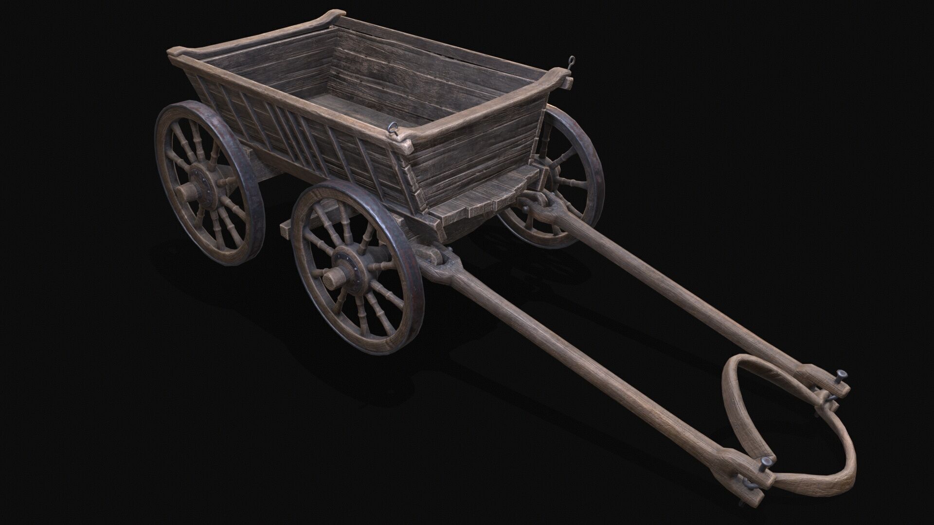 Medieval Cart Low-poly 3D model_2