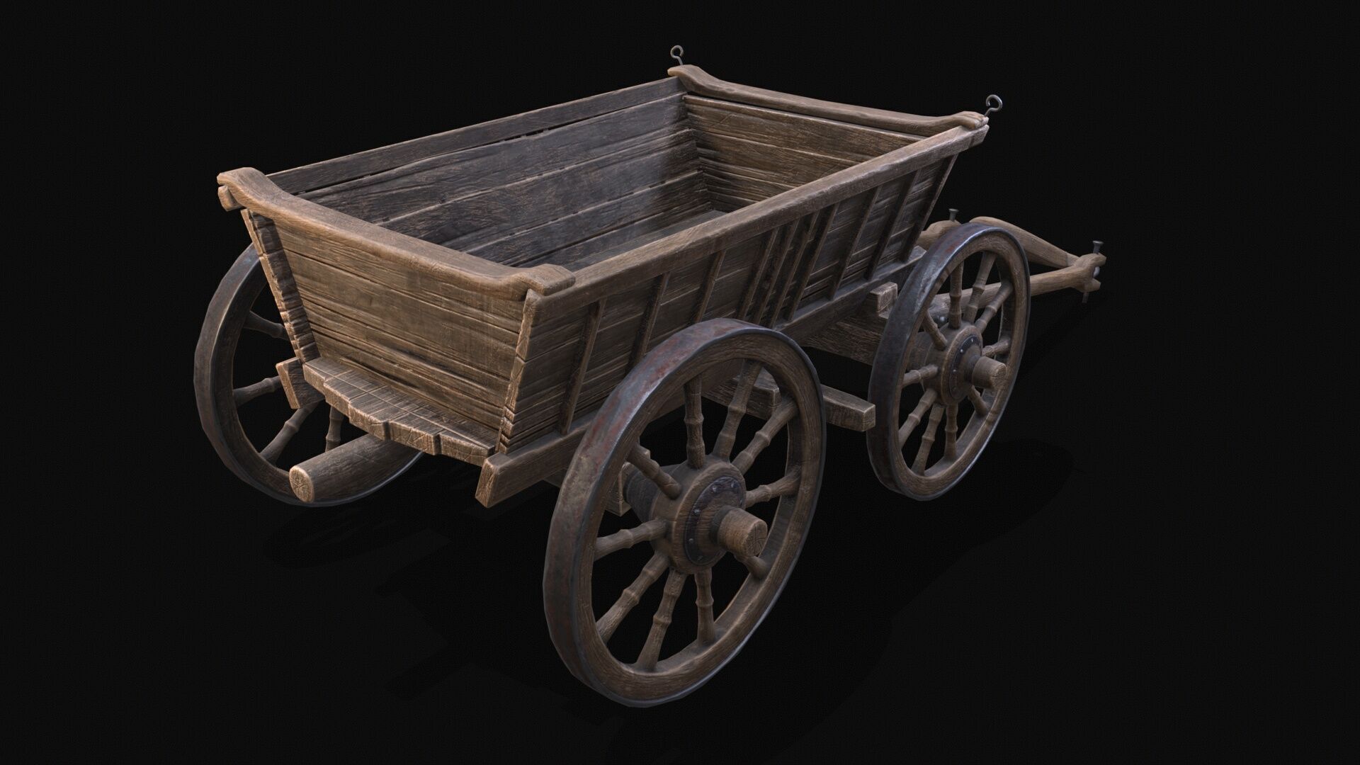 Medieval Cart Low-poly 3D model_3