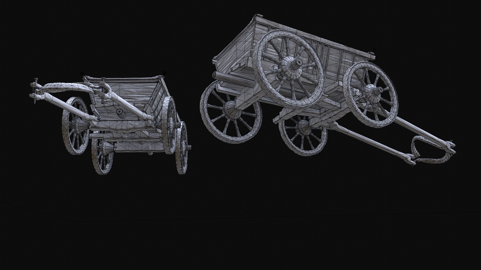 Medieval Cart Low-poly 3D model_8
