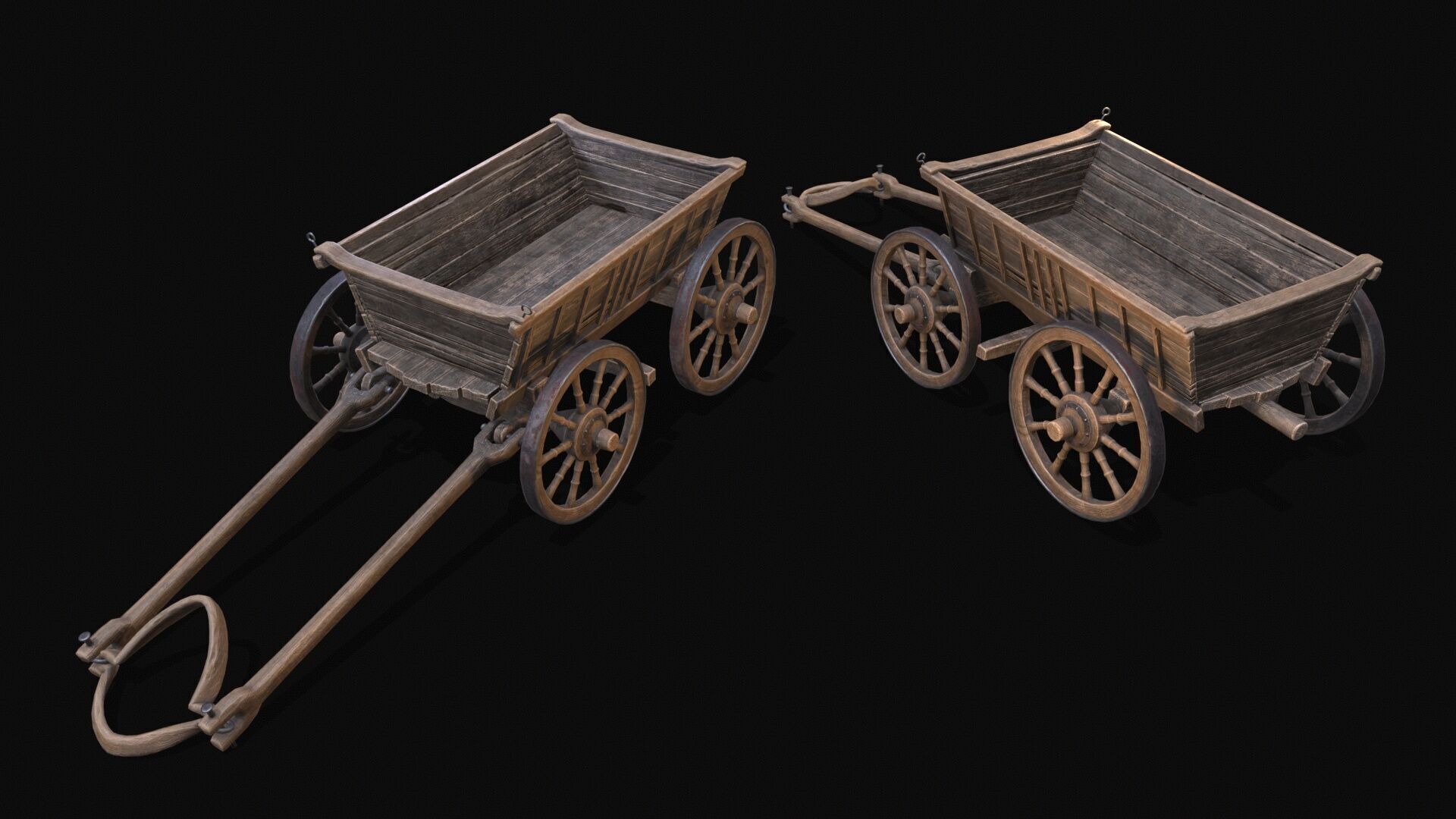 Medieval Cart Low-poly 3D model_6