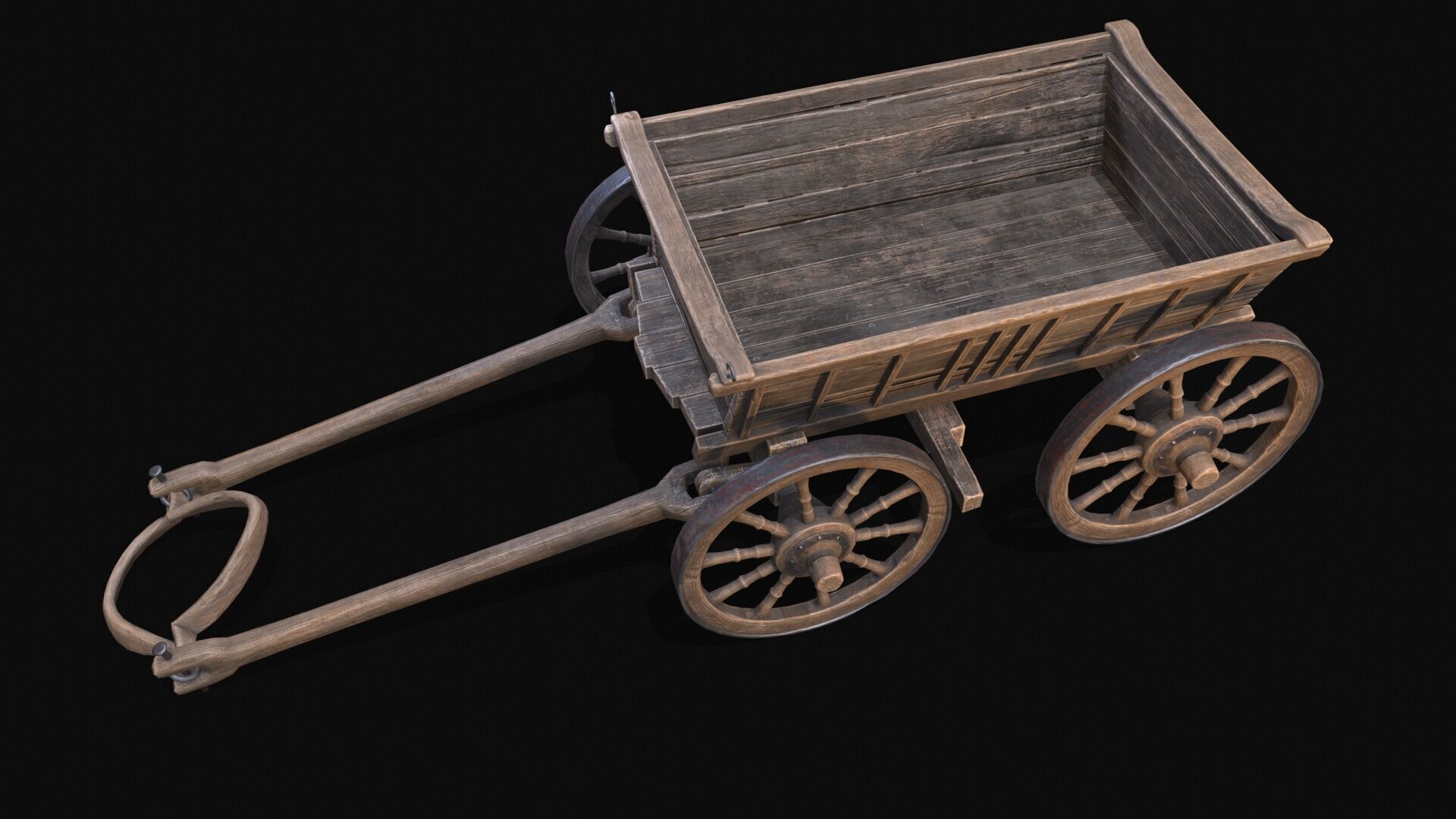 Medieval Cart Low-poly 3D model_4