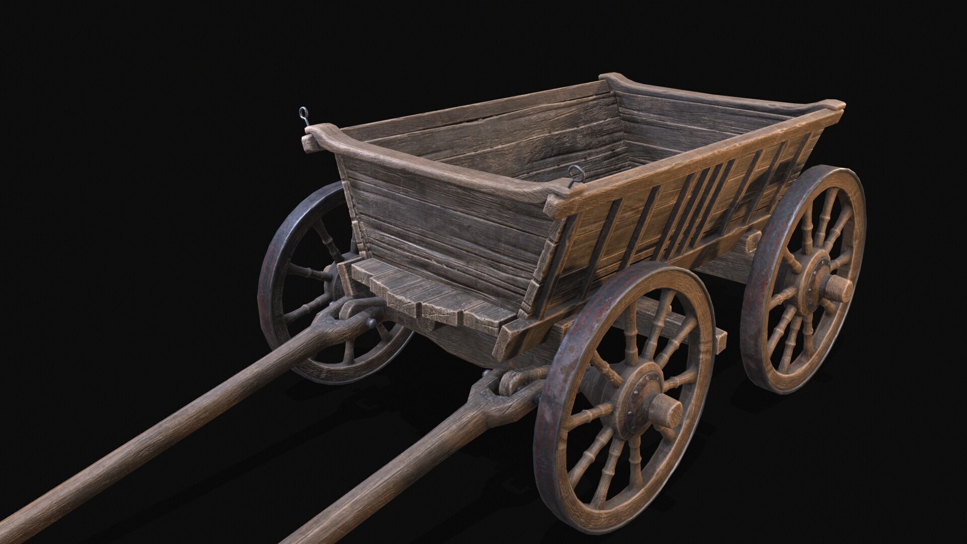Medieval Cart Low-poly 3D model_5
