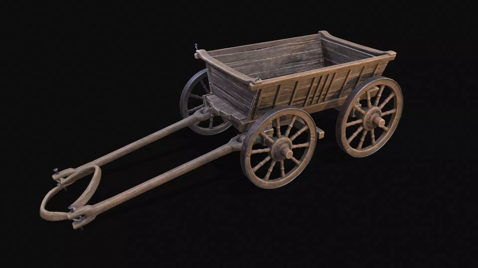 Medieval Cart Low-poly 3D model_0