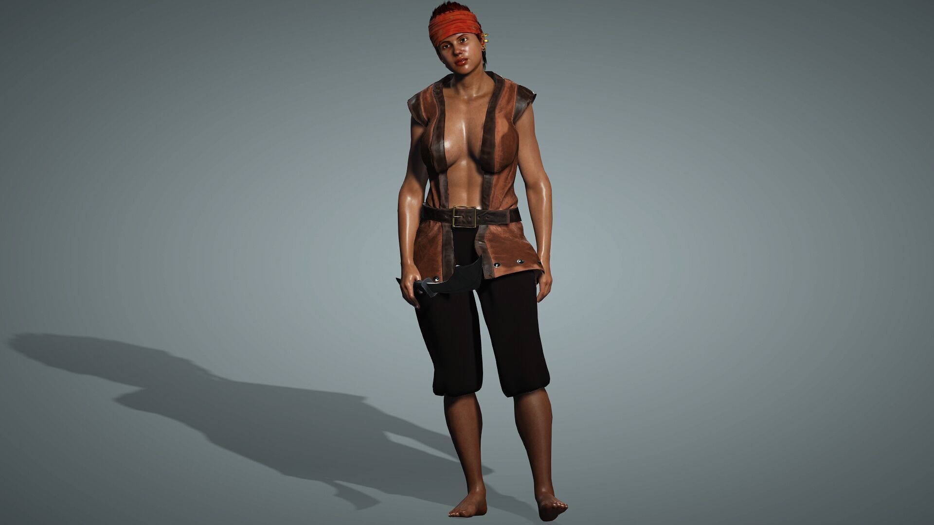 Female Pirate Crew Member Low-poly 3D model_17