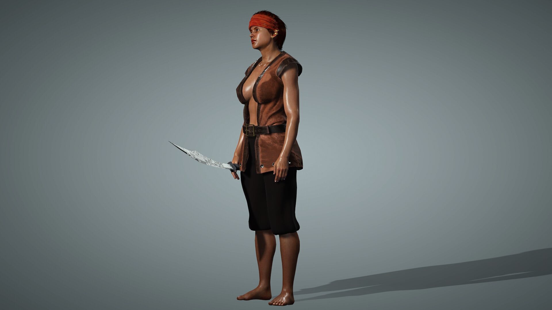 Female Pirate Crew Member Low-poly 3D model_14