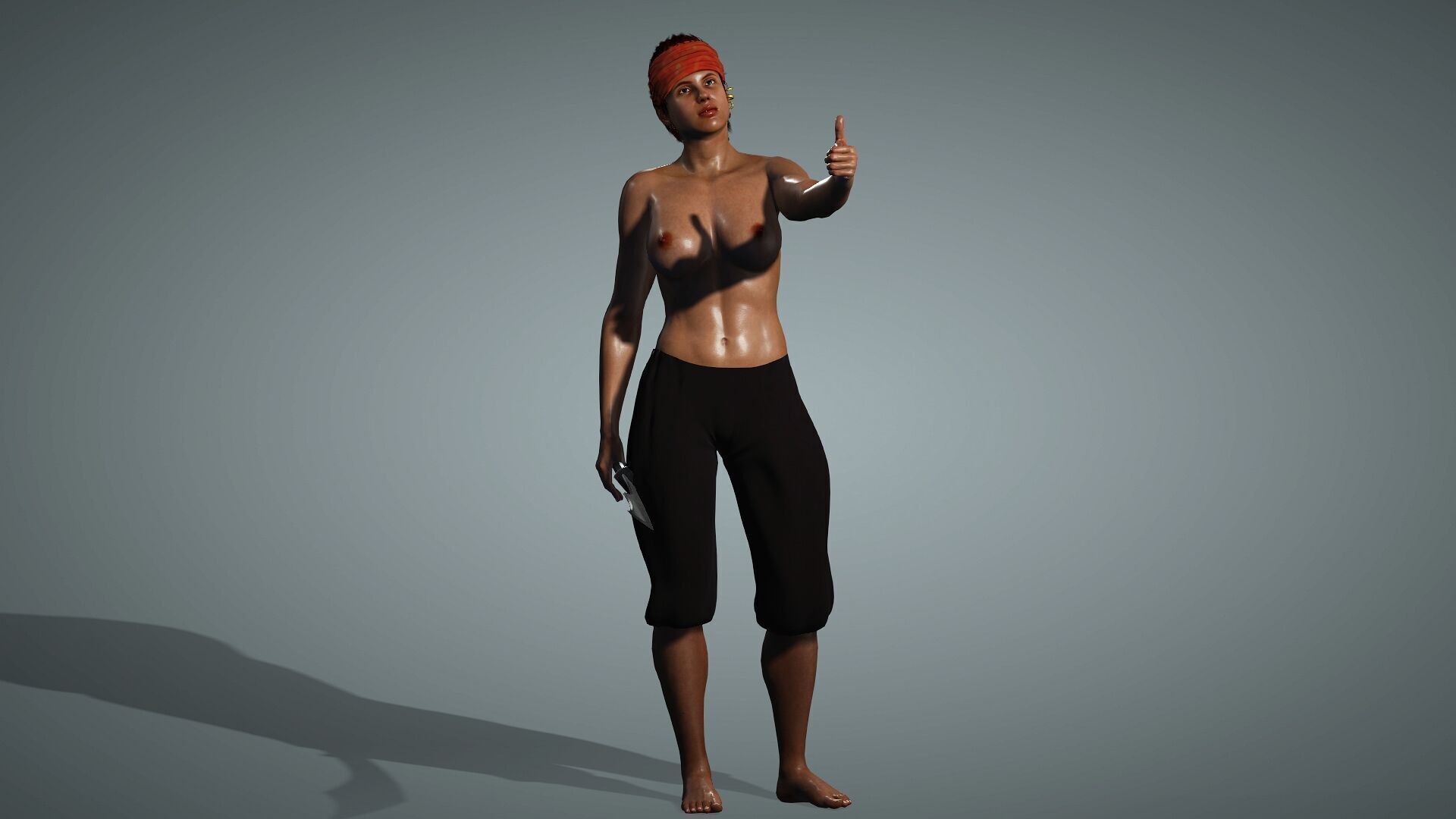 Female Pirate Crew Member Low-poly 3D model_16
