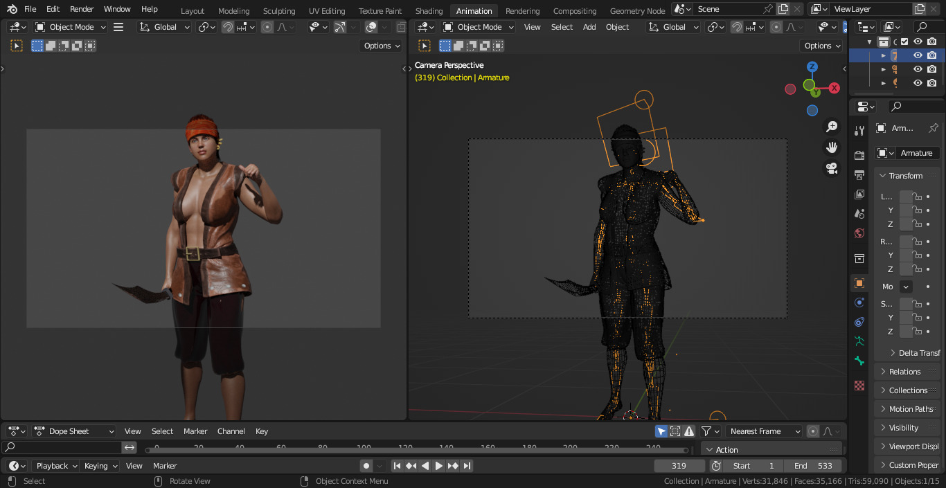Female Pirate Crew Member Low-poly 3D model_21