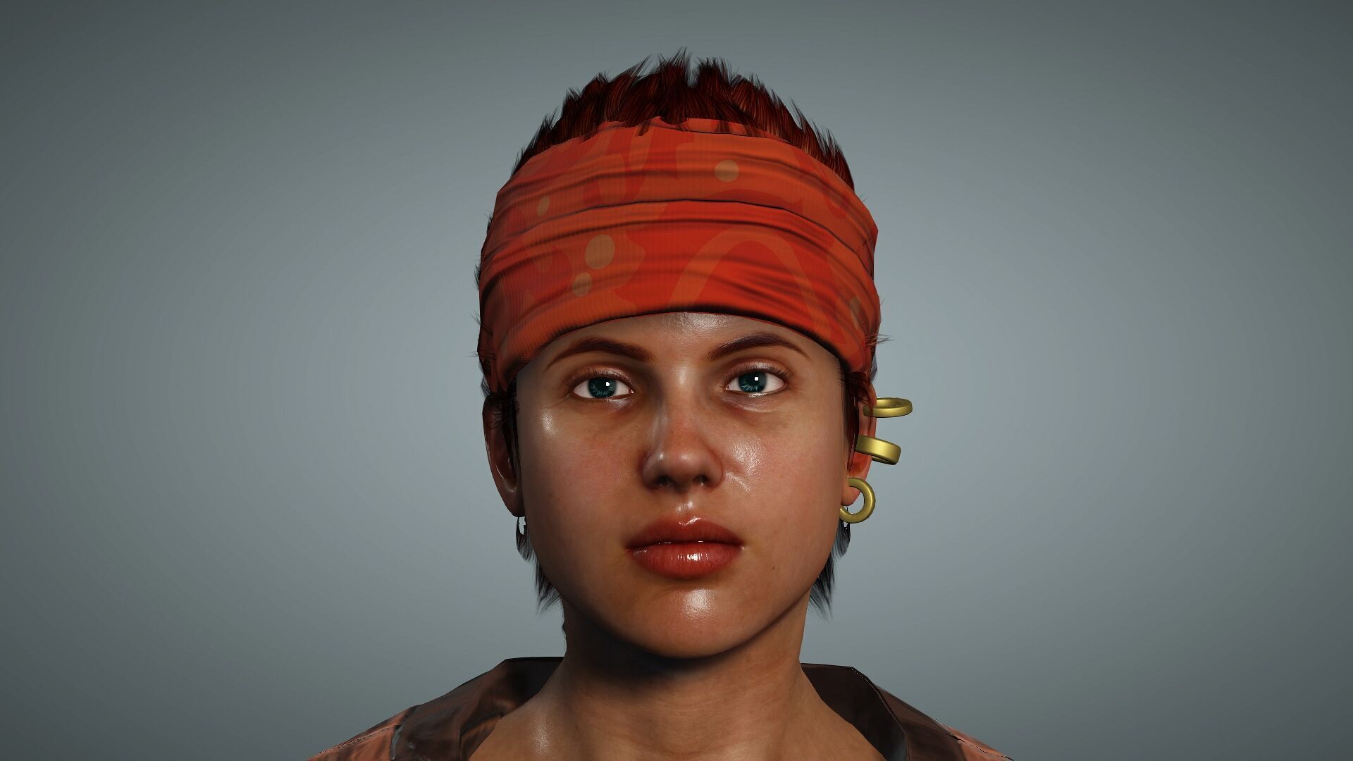 Female Pirate Crew Member Low-poly 3D model_3