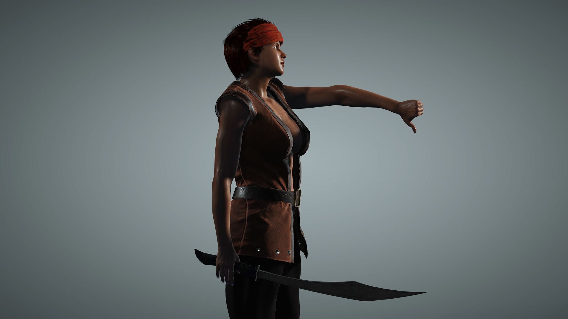 Female Pirate Crew Member Low-poly 3D model_13