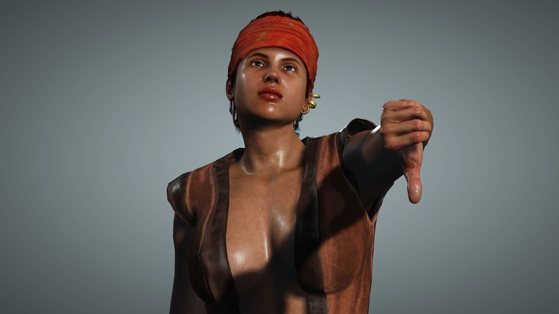 Female Pirate Crew Member Low-poly 3D model_8