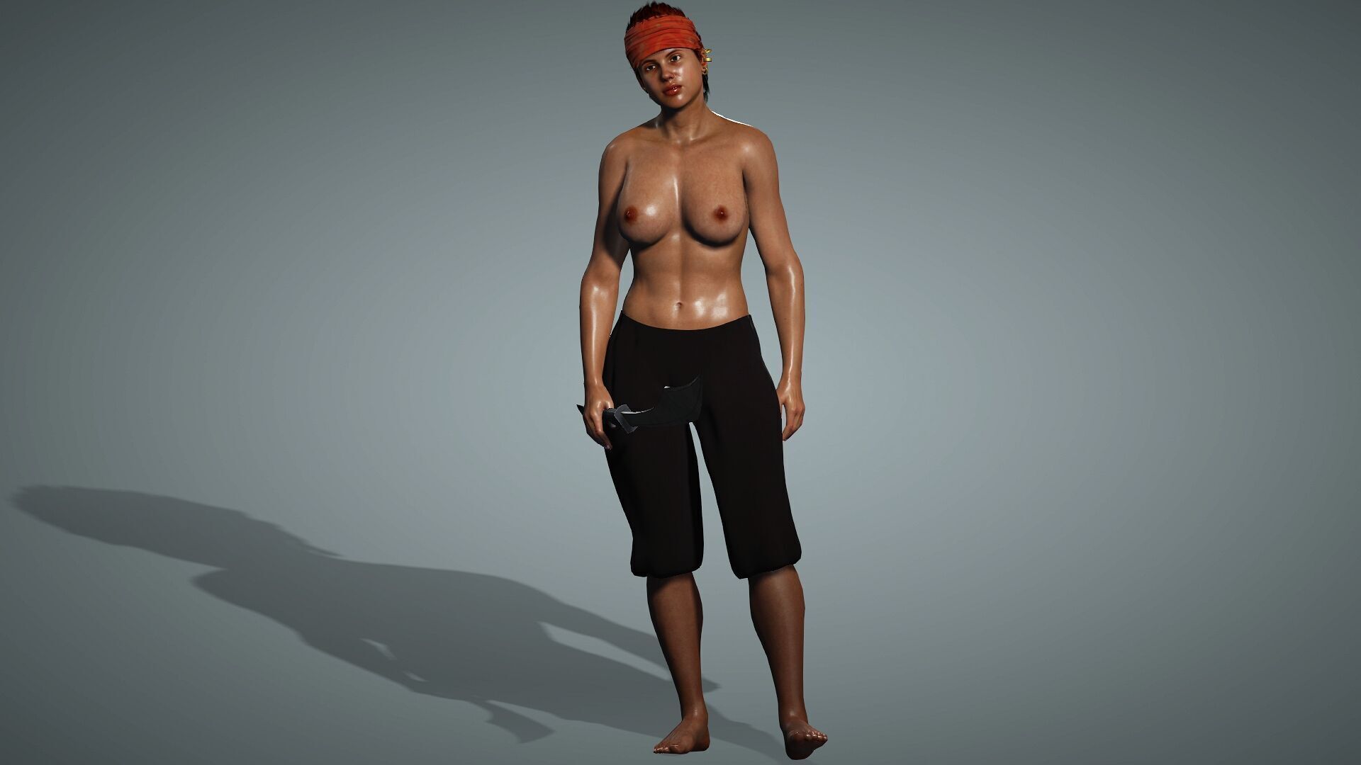 Female Pirate Crew Member Low-poly 3D model_18