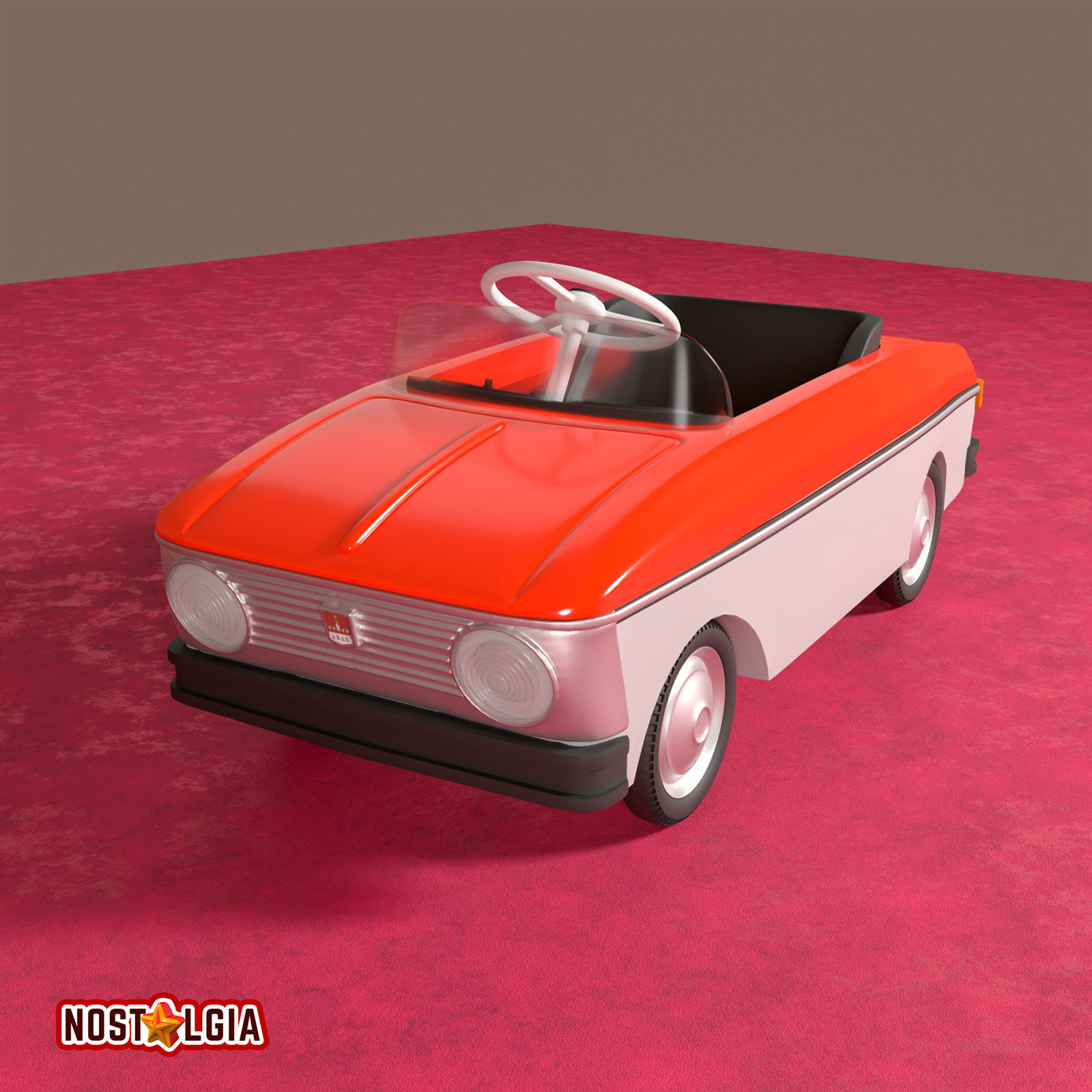 Vintage pedal car Moskvich 3D print model_11