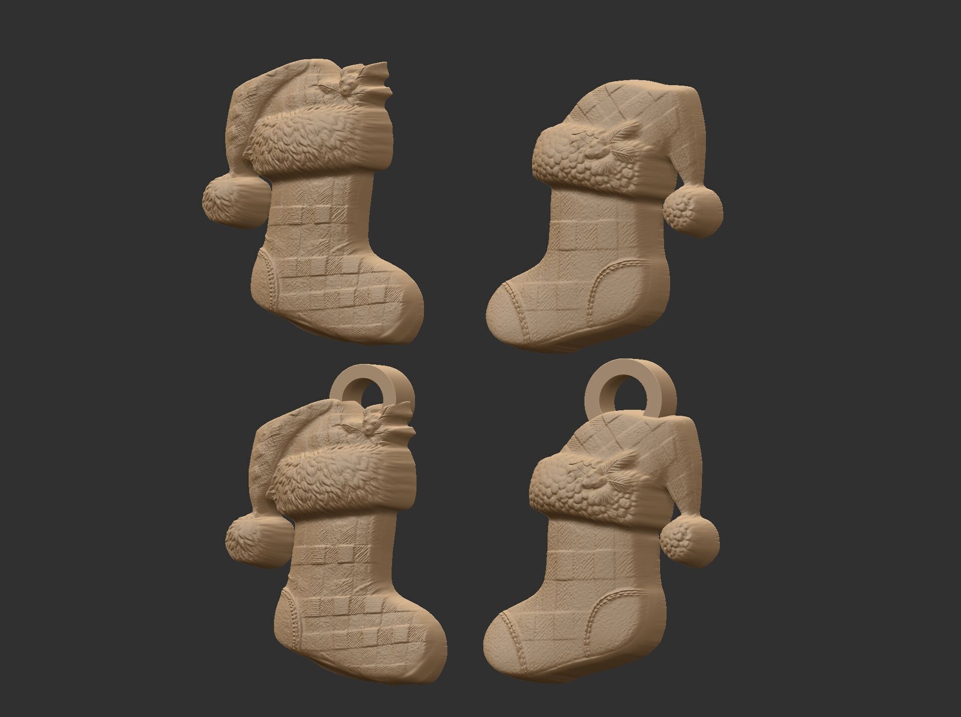 christmas socks decor  3D print model_3